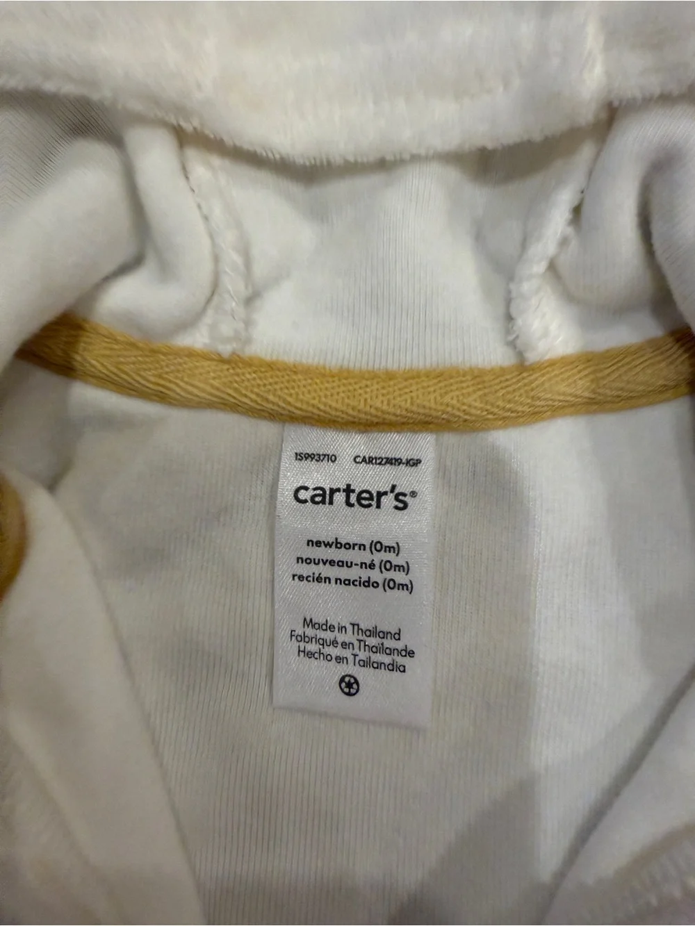 Carter’s Newborn Cream Terry Cloth Cotton Duck Zip-Up Hoodie & Sweatpants
